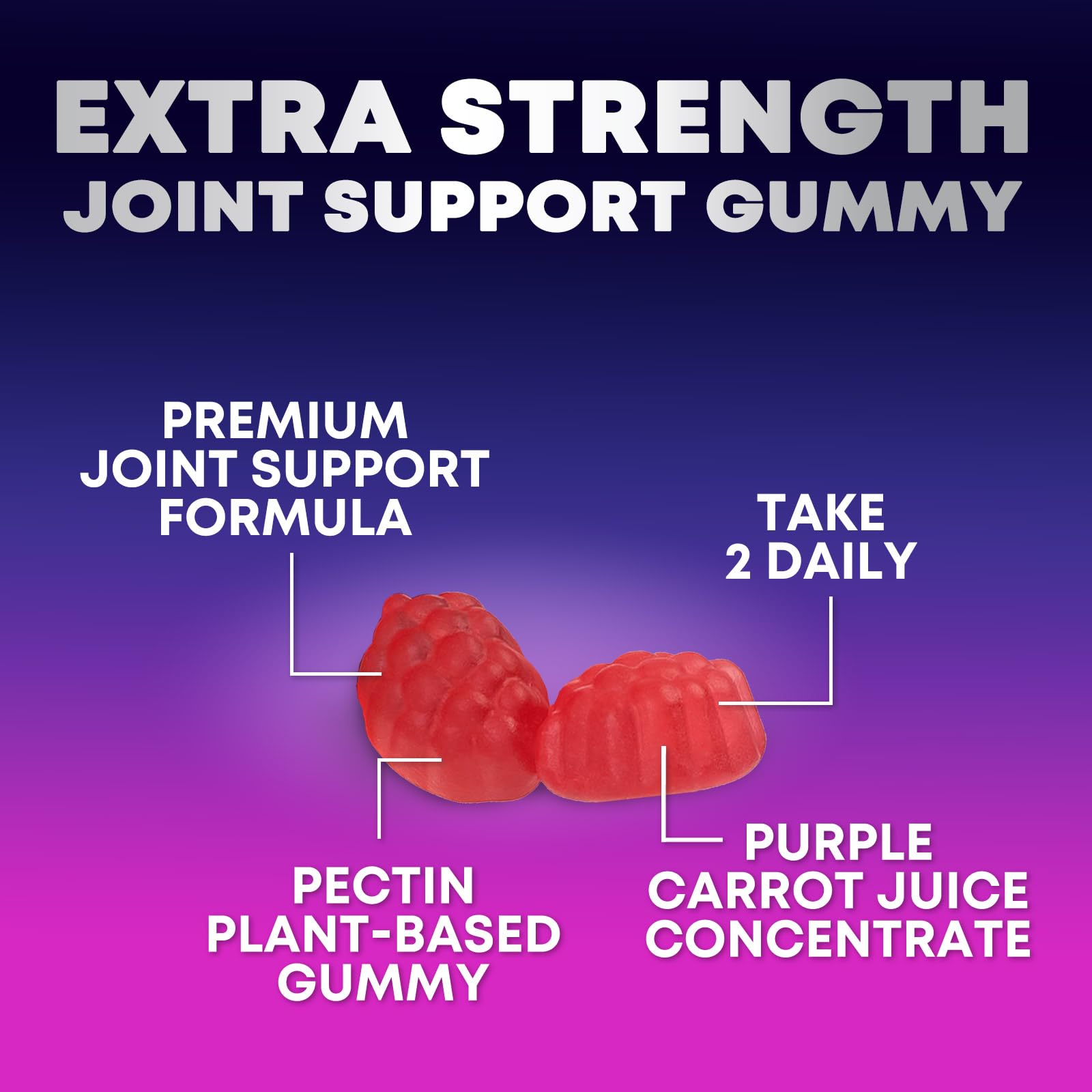 Nature's Gummies mano sosteniendo frasco, uso diario para movilidad