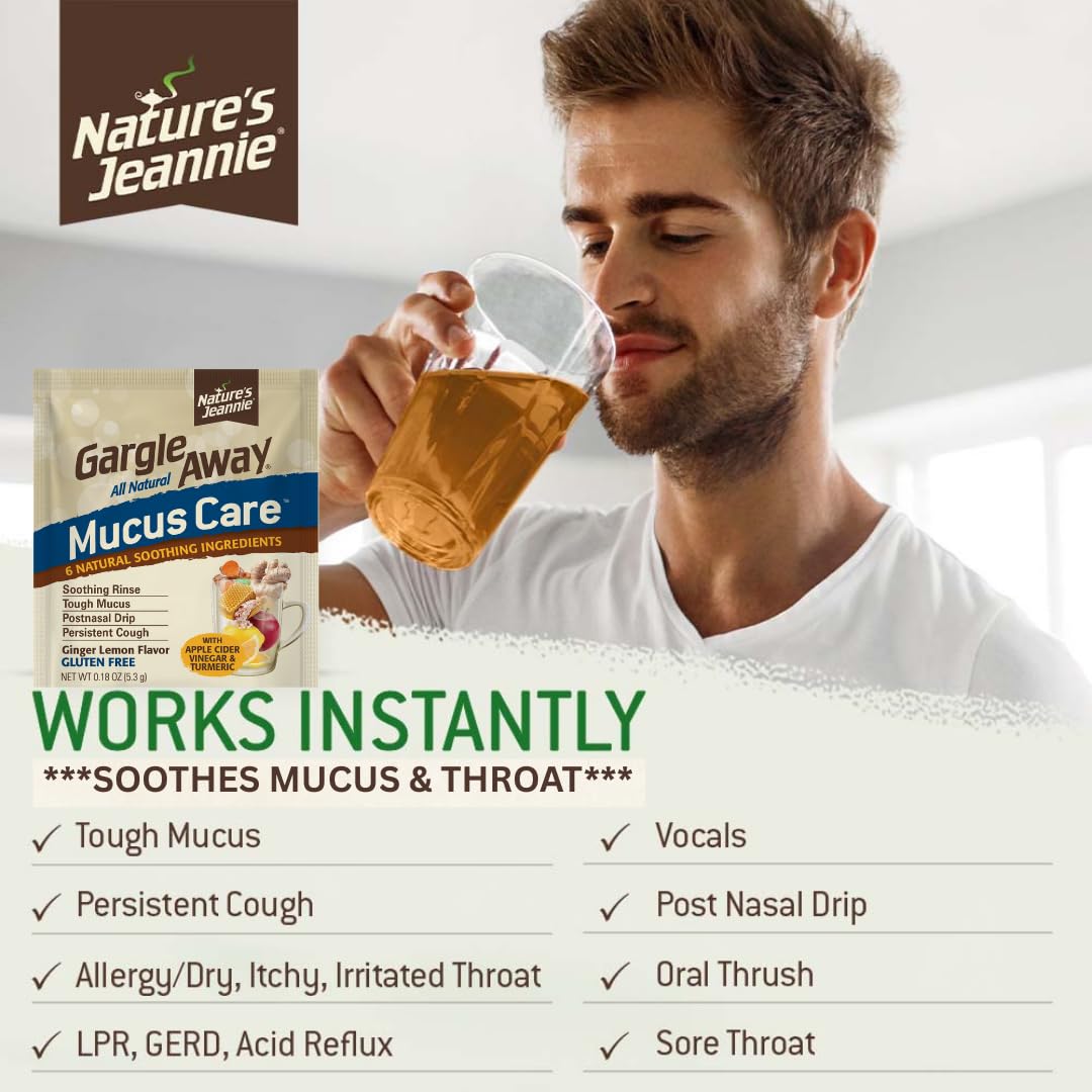 Nature's Jeannie Gargle Away: caja lateral, conjunto de 6 sobres práctico.