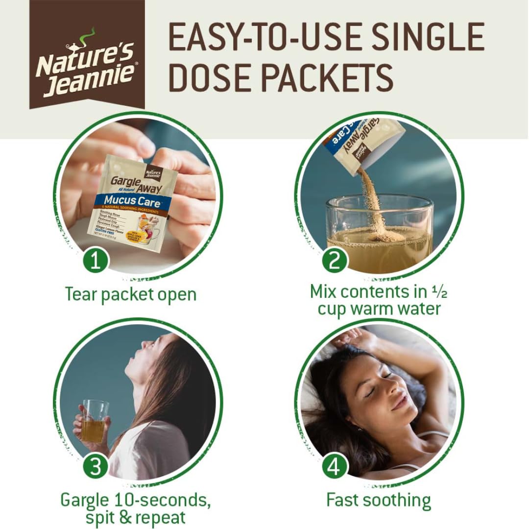 Sensación de garganta relajada tras usar Nature's Jeannie Gargle Away