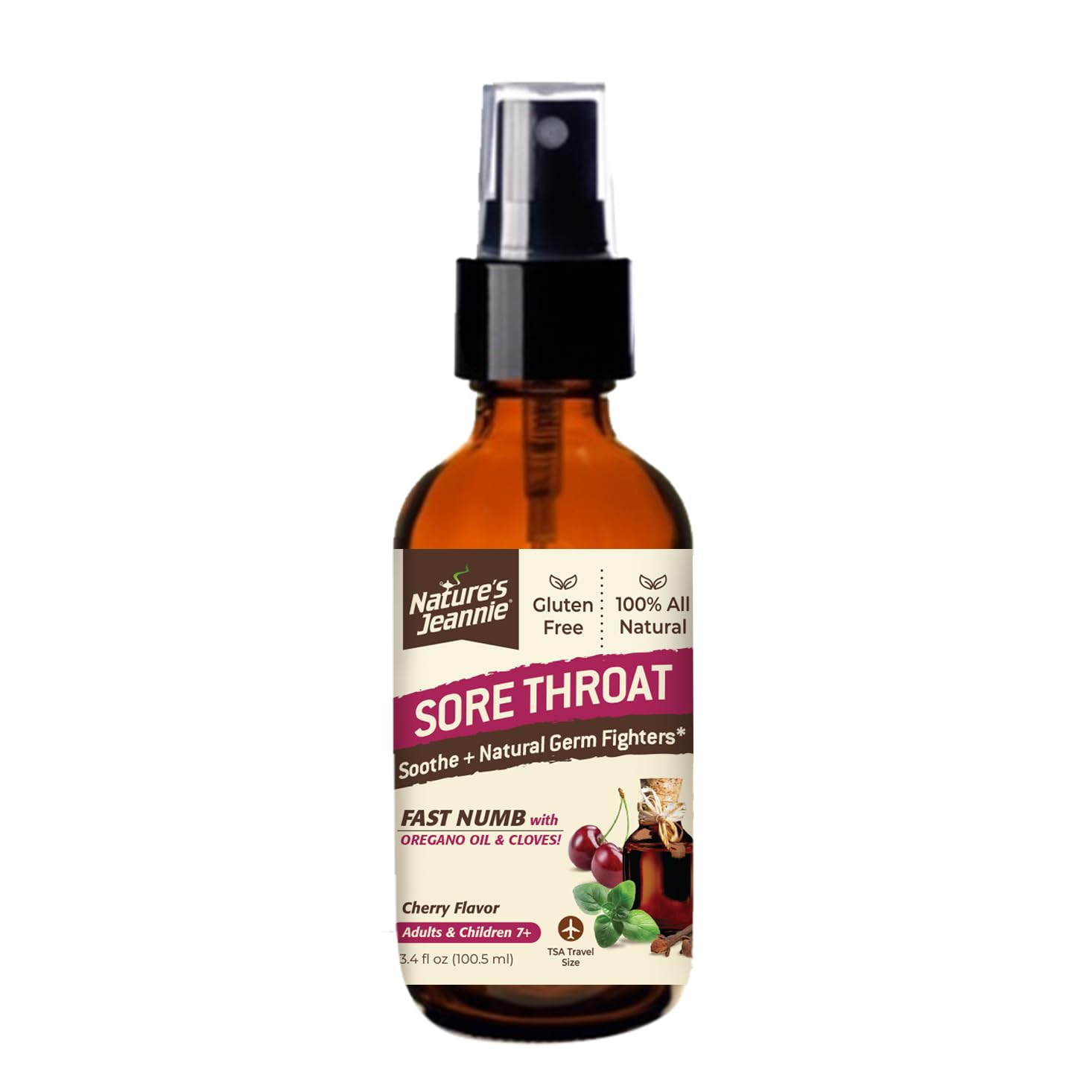 Nature's Jeannie spray para garganta, alivio natural en botella