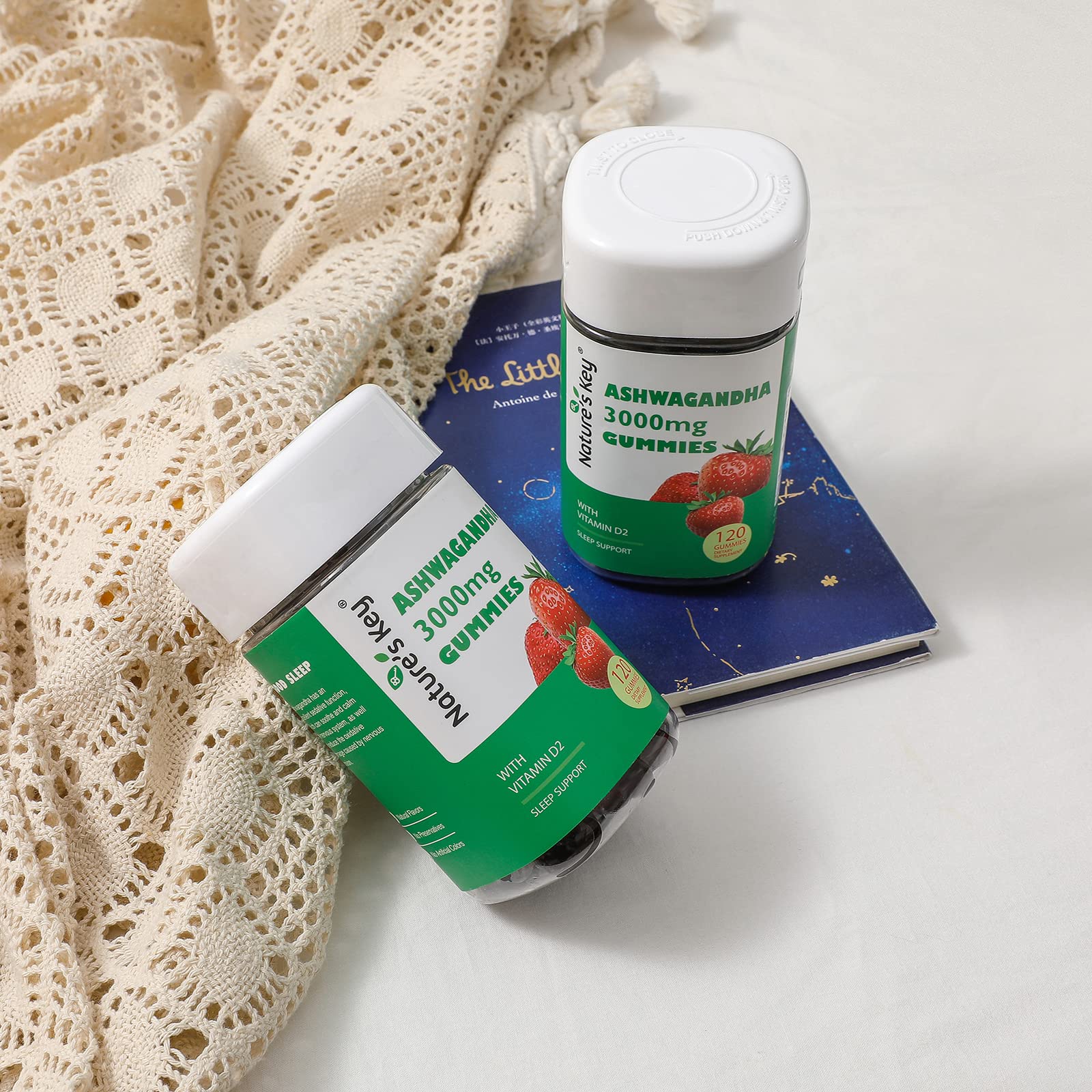 Nature's Key Ashwagandha Gummies ingredientes naturales, sin gluten ni gelatina