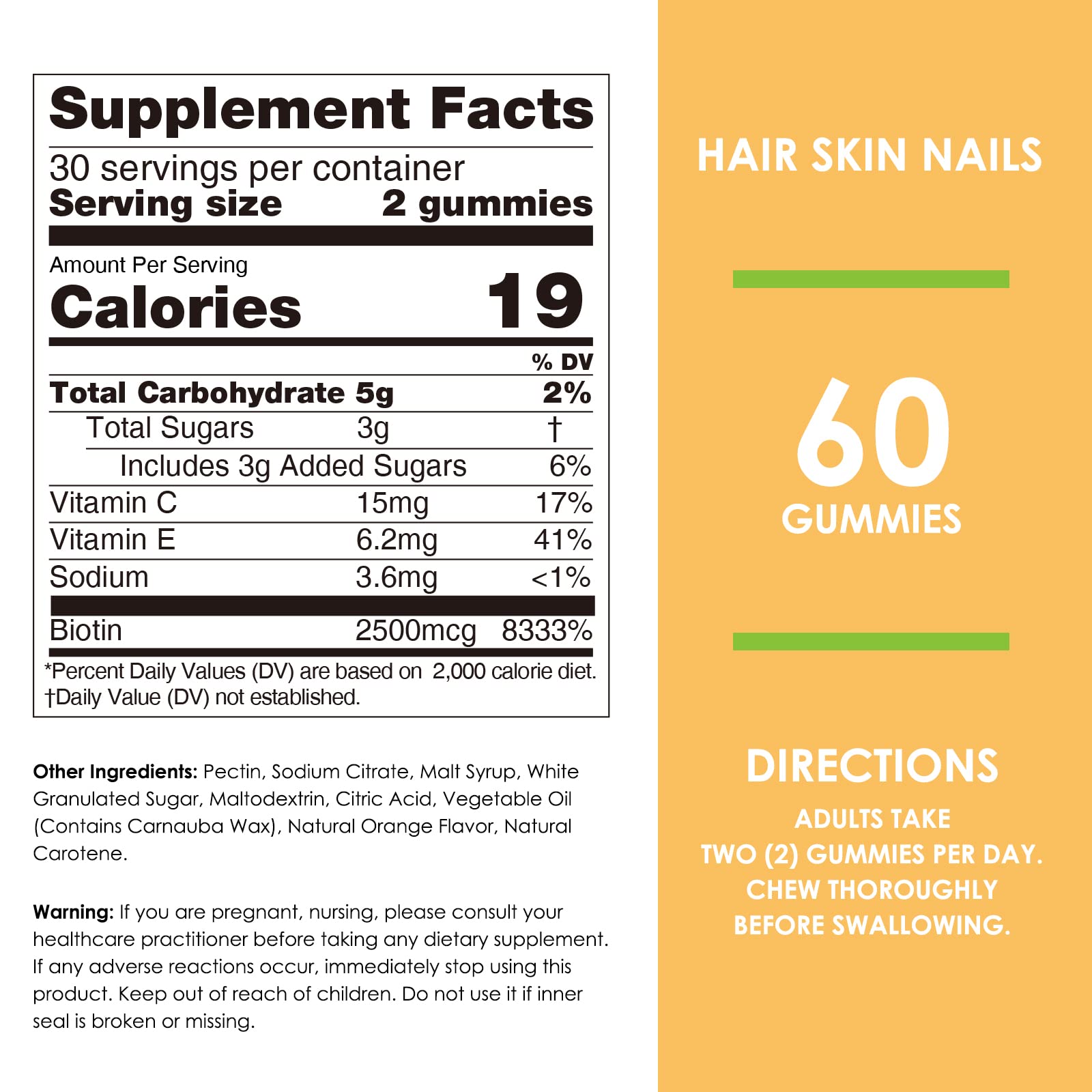 Nature's Key Biotin Gummies presentación diaria, opción vegana y sin alérgenos comunes.