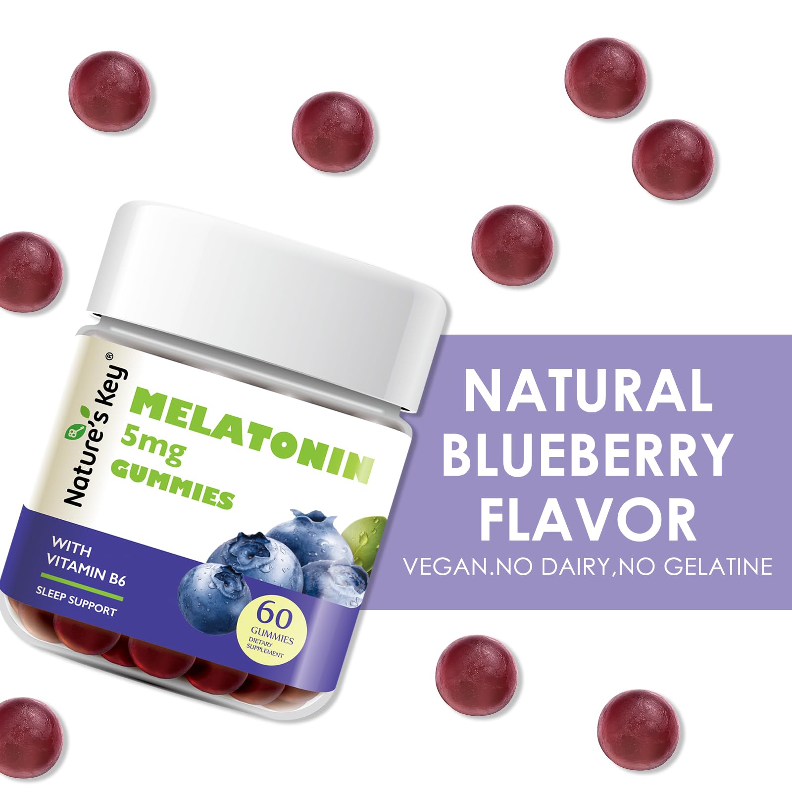 Gomitas de arándano Nature's Key Melatonina sabor natural