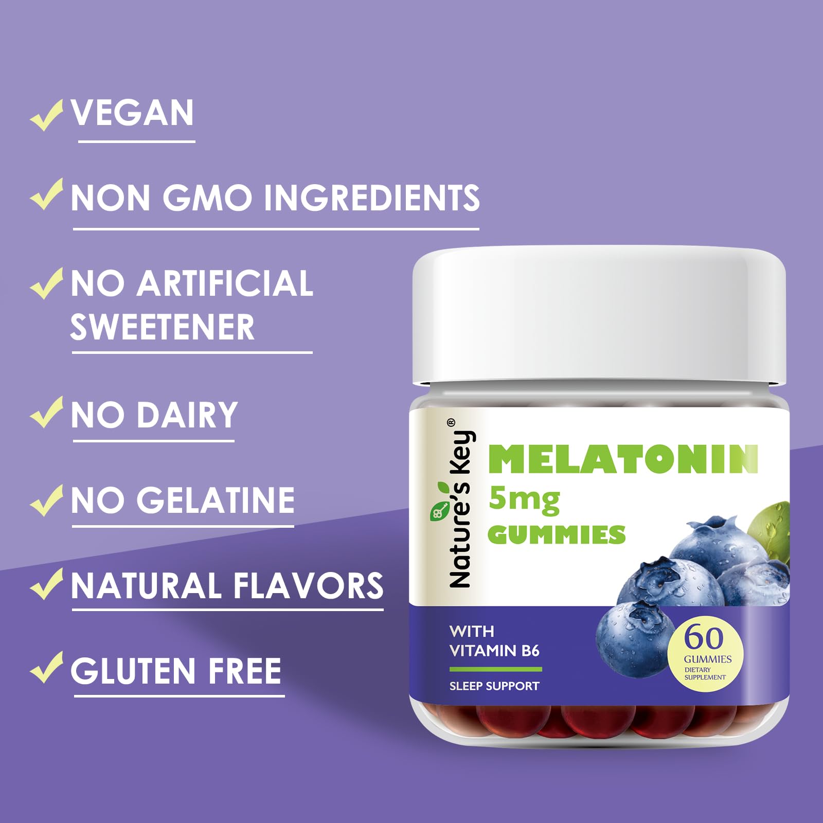 Etiqueta de Nature's Key Melatonina con vitamina B6 para soporte metabólico