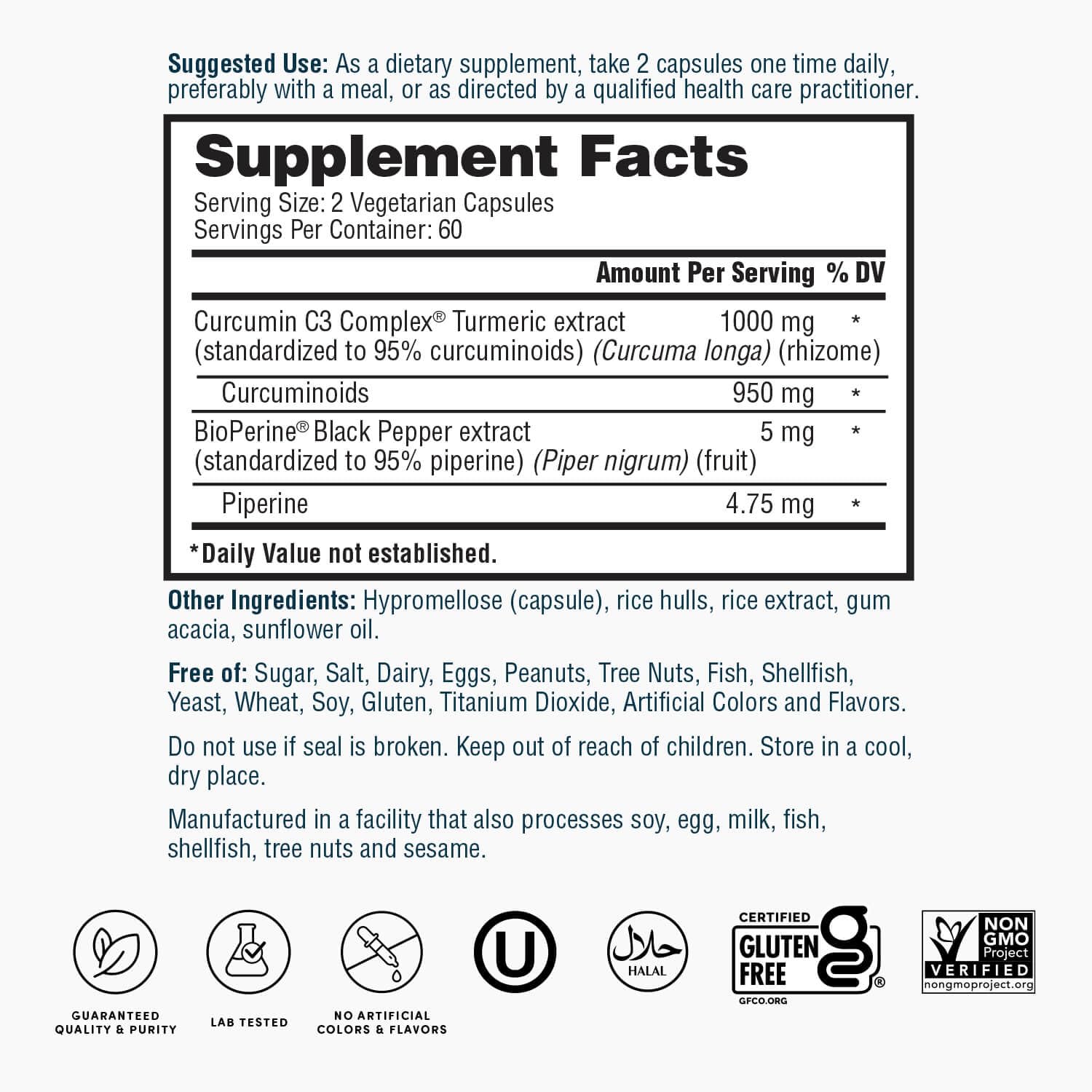 Nature's Lab Curcuminoides: apoyo digestivo suave con BioPerine.