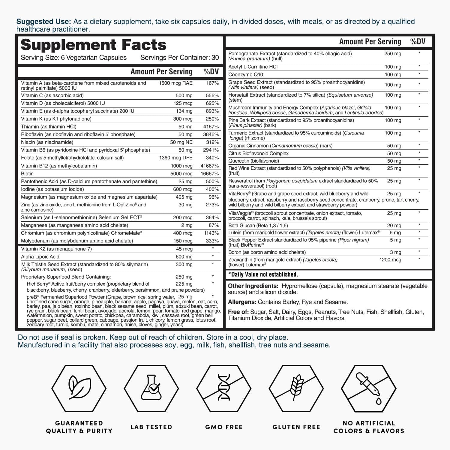 Nature's Lab Six Daily Advanced Multivitamin, uso diario, ayuda a mantener vitalidad sostenida.