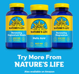 Nature's Life Ácido Málico: envase compacto para almacenamiento.