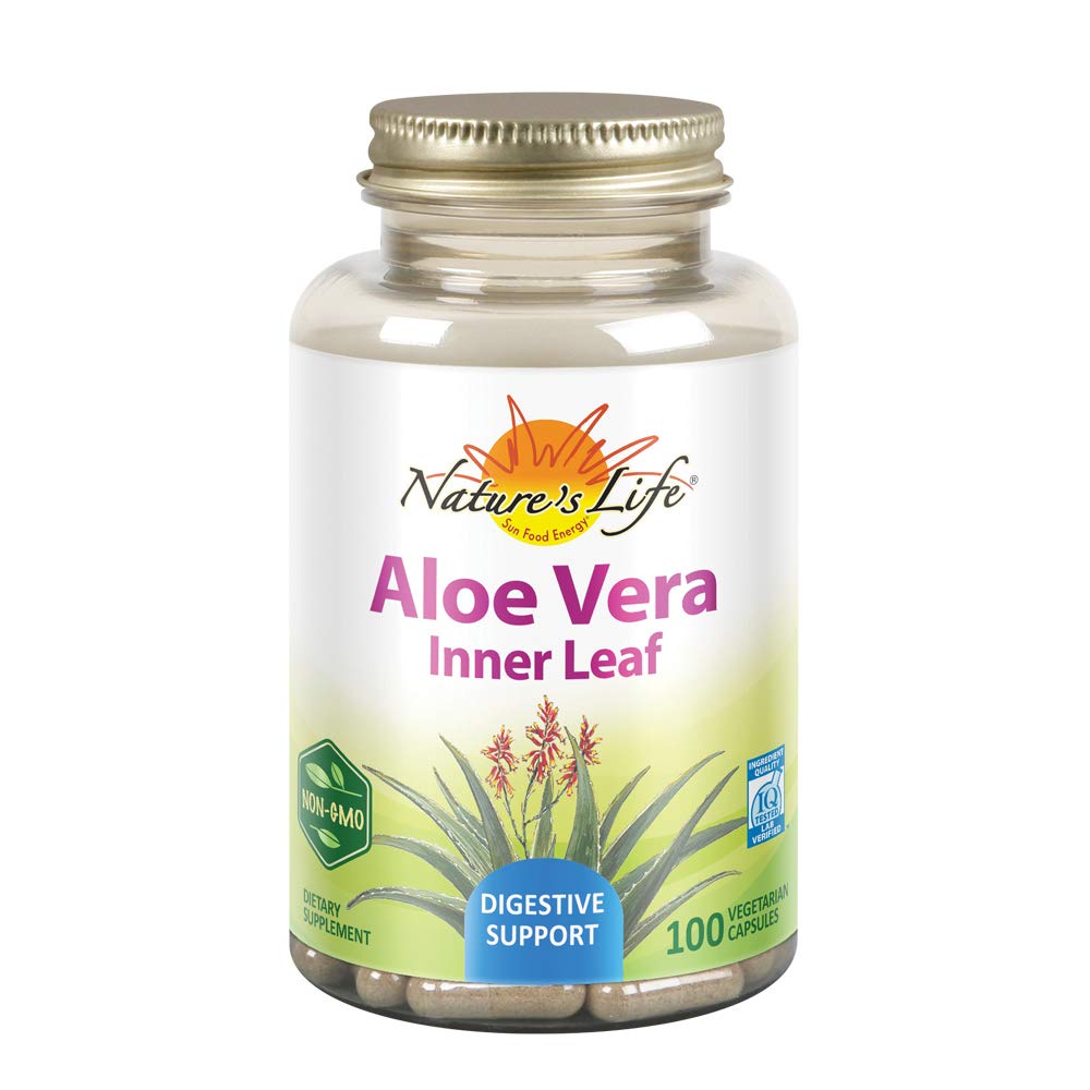 Nature's Life Aloe Vera cápsulas con hojas interiores, para piel saludable