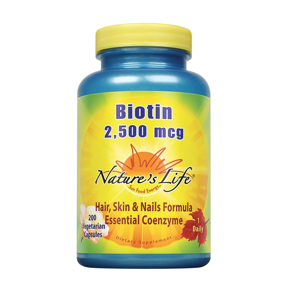 Nature's Life Biotina 2500mcg para cabello saludable y fuerte.