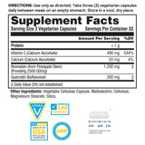 Nature's Life Bromelain Sinus Ease: etiqueta frontal destaca vitamina C y quercetina.