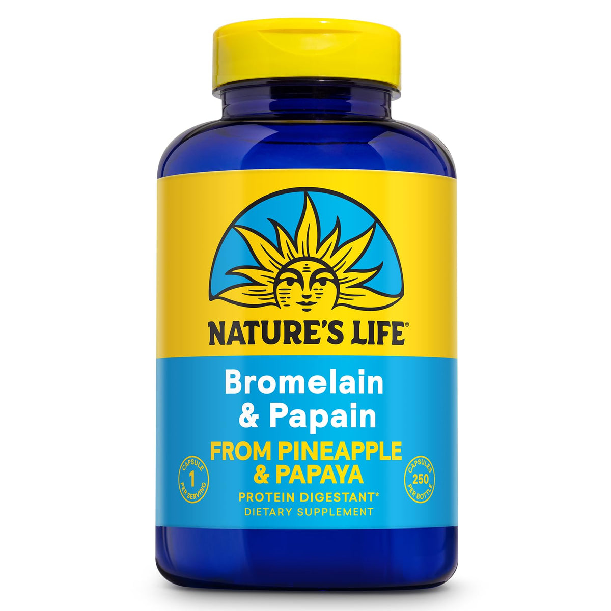 Nature's Life bromelina y papaina en cápsulas vegetales para digestión suave