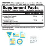 Nature's Life bromelina y papaina etiqueta muestra ingredientes y dosis recomendadas.