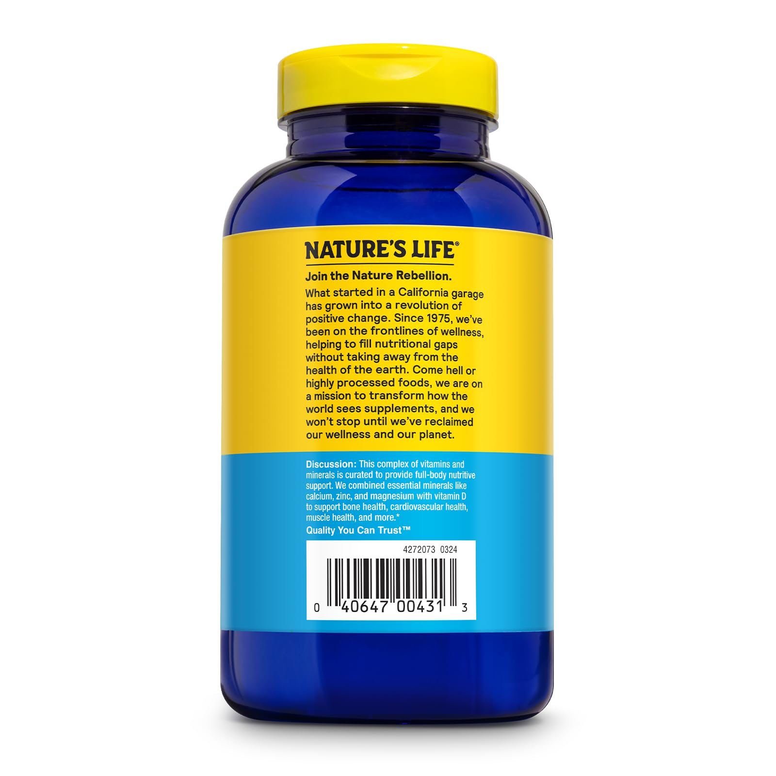 Nature's Life Cal Mag Zinc Complex dosificacion: toma tres tabletas con comida