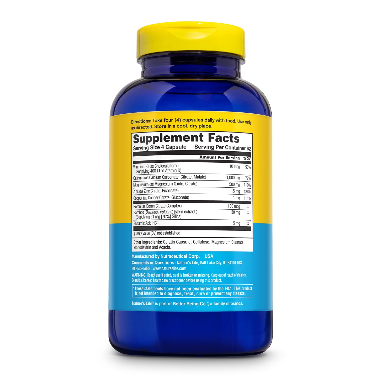 Nature's Life Cal Mag Zinc Complex tabletas: dosis diaria para equilibrio mineral