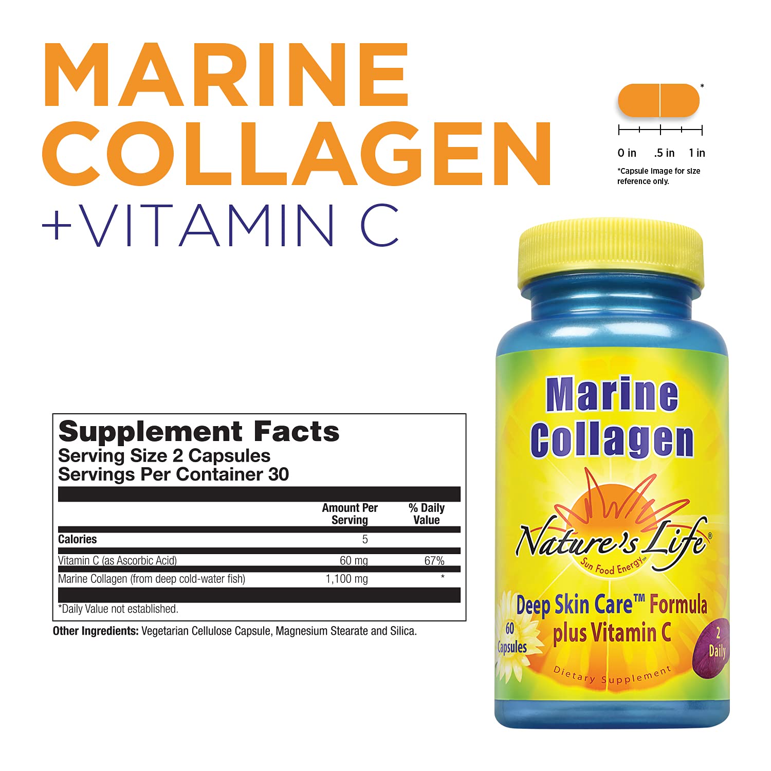 Nature's Life Cápsulas de 1100 mg, apoyo diario para la piel.