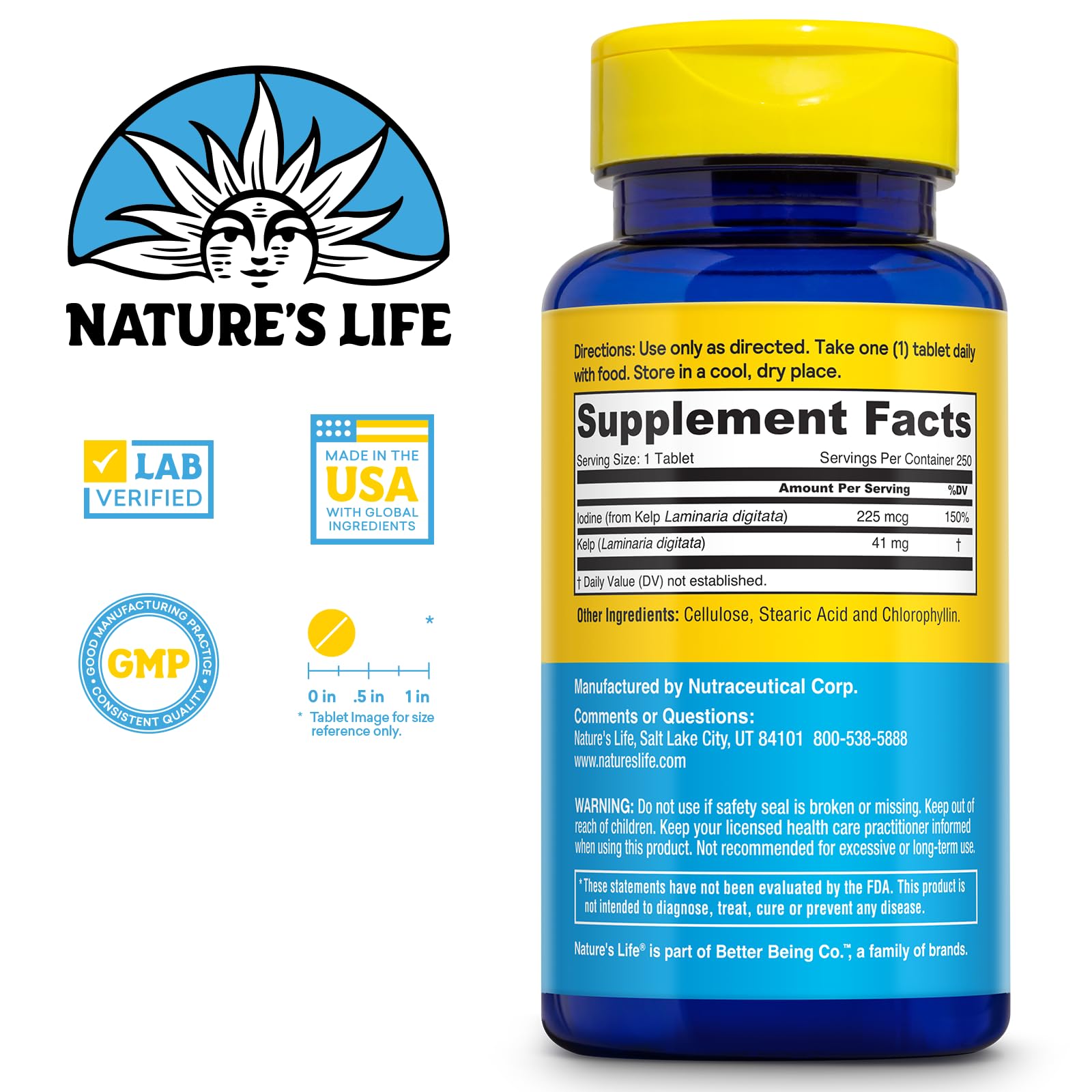 Nature's Life kelp del mar: tabletas con yodo natural para energía