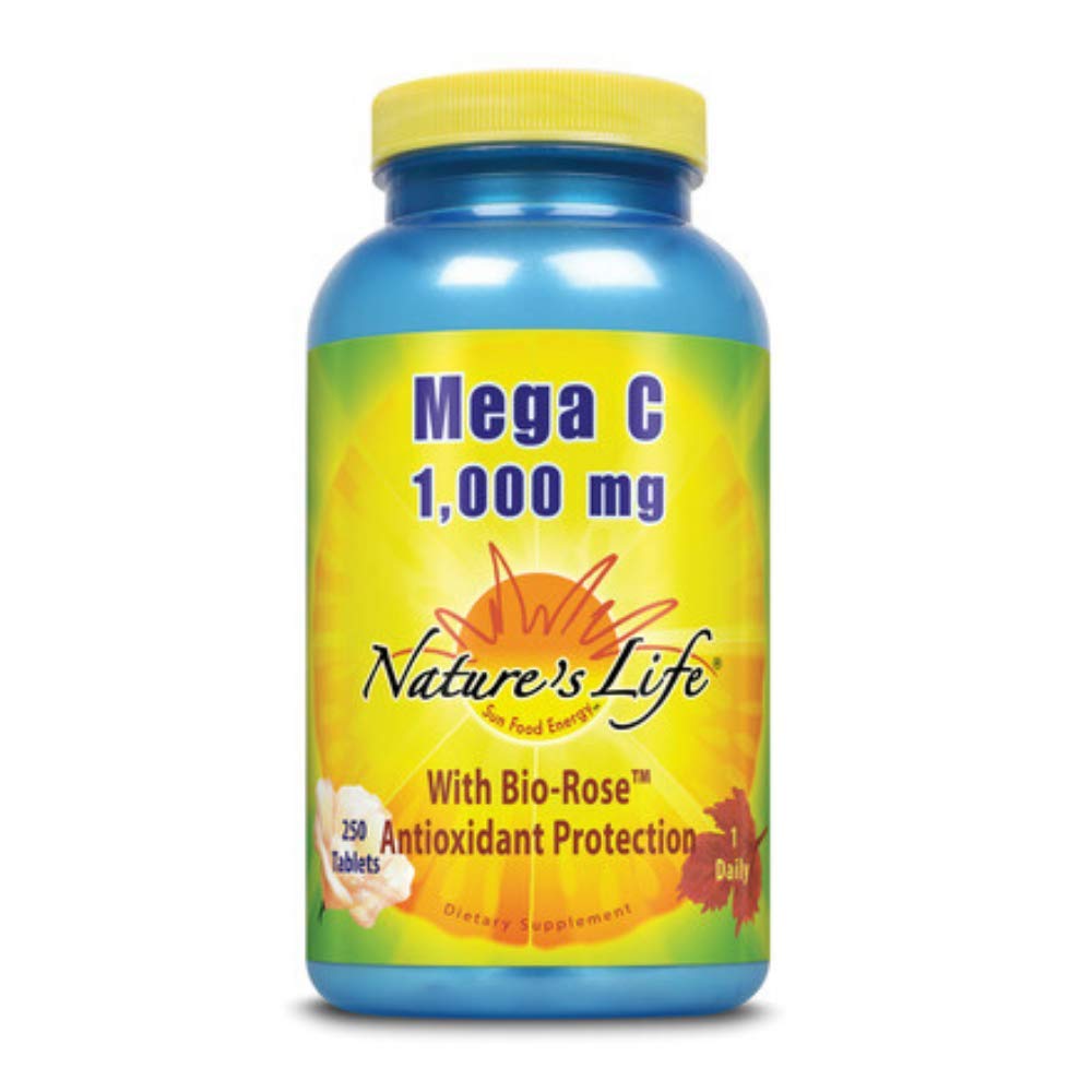 Nature's Life Mega C 1000: botella de vitamina C para apoyo diario de tejidos
