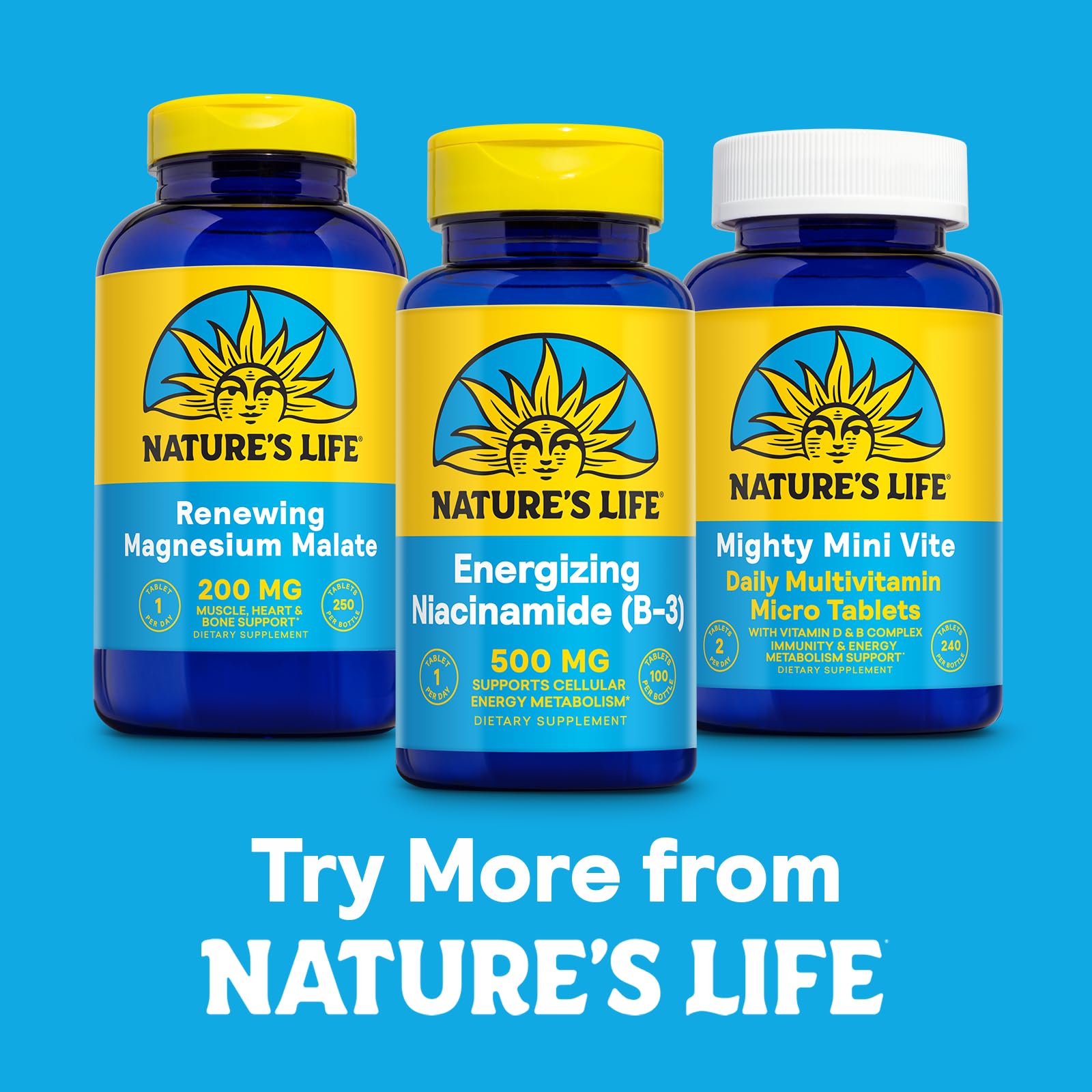 Nature's Life niacinamida 500 mg energizante: porciones para uso diario.