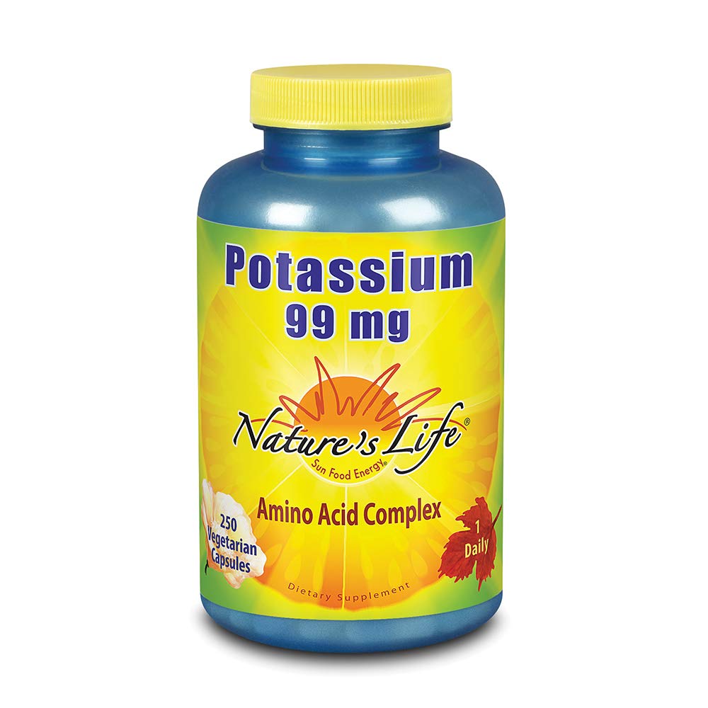 Nature's Life Potassium frasco de cápsulas para apoyar contracciones musculares normales