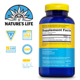 Etiqueta frontal de Nature's Life Renewing Magnesium con ingredientes destacados.