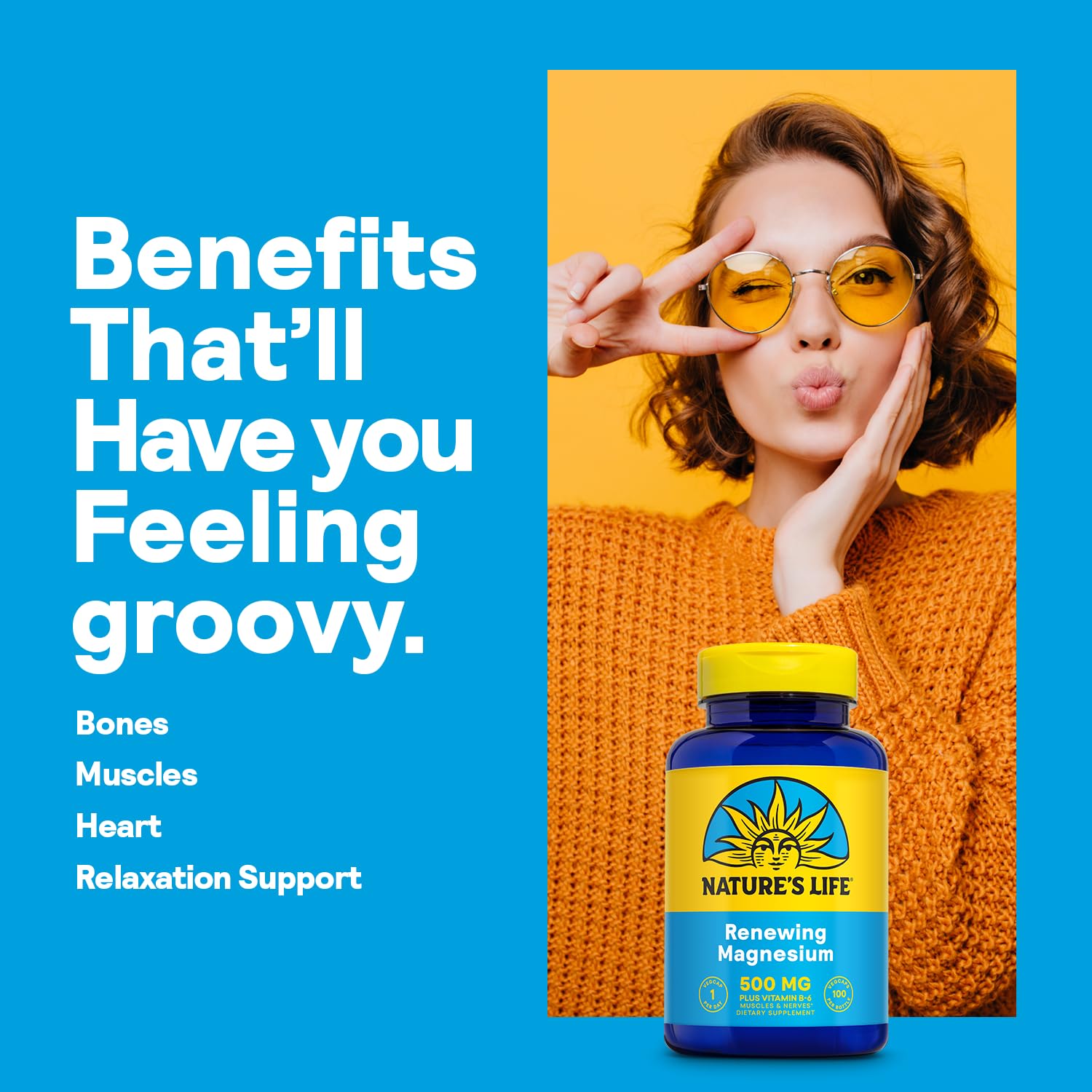 Nature's Life Renewing Magnesium 500 mg: cápsulas vegetales para uso diario.