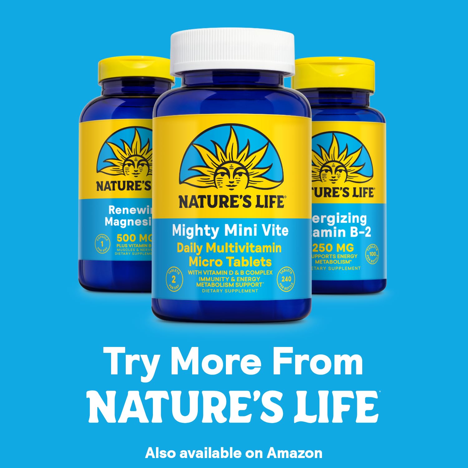 Nature's Life Renewing Magnesium 500 mg: embalaje sostenible y fácil de almacenar.