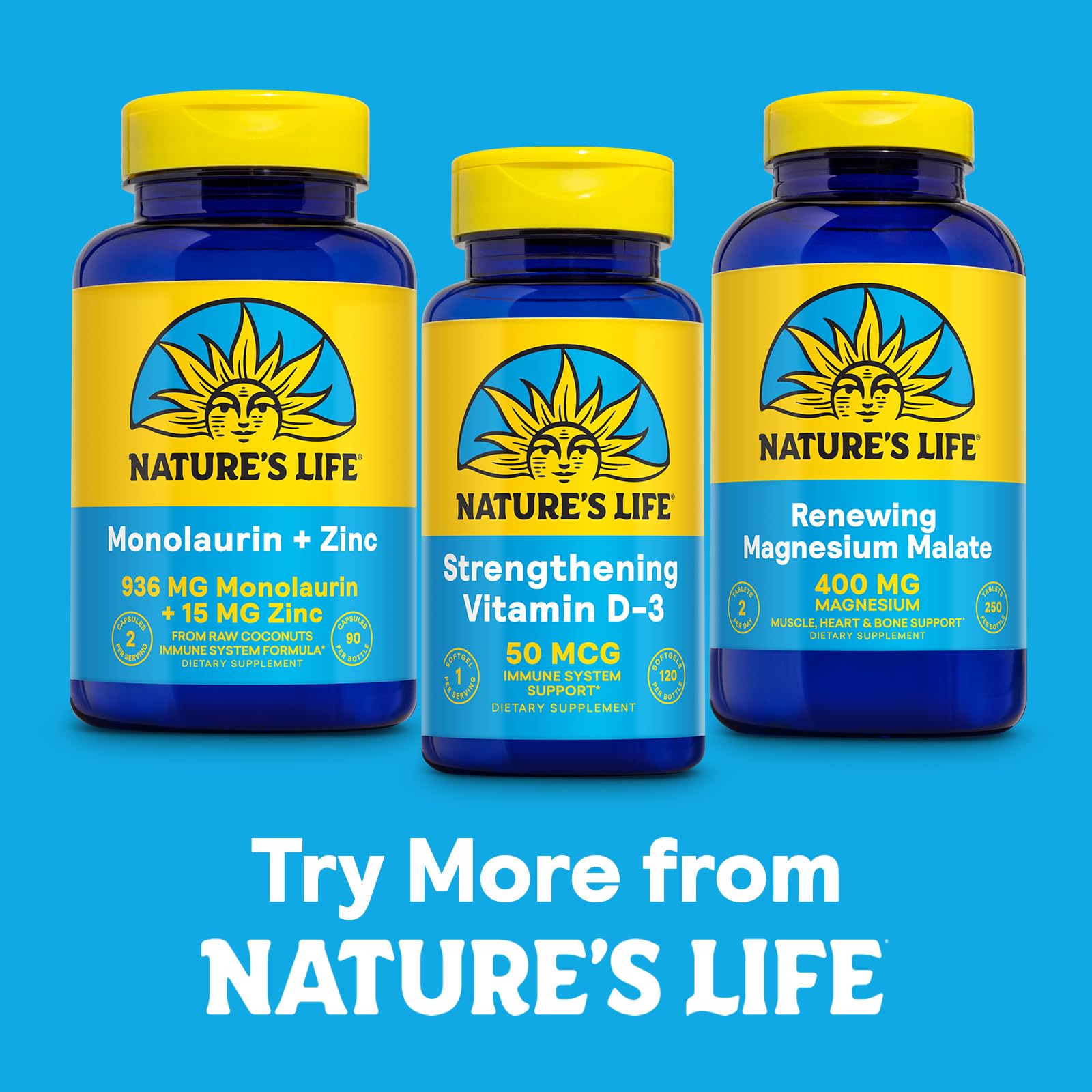 Detalle de etiqueta y cápsulas de Nature's Life Renewing Magnesium Malate, fácil de consumir.