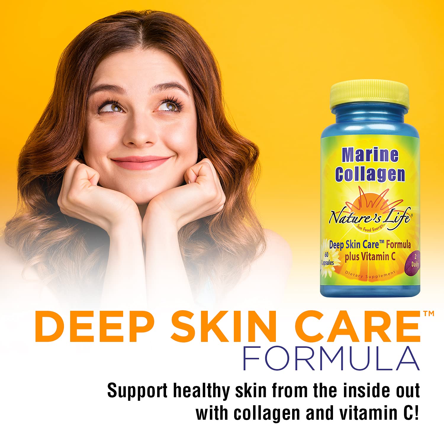 Nature's Life Vitamina C añadida para apoyar la síntesis de colágeno.