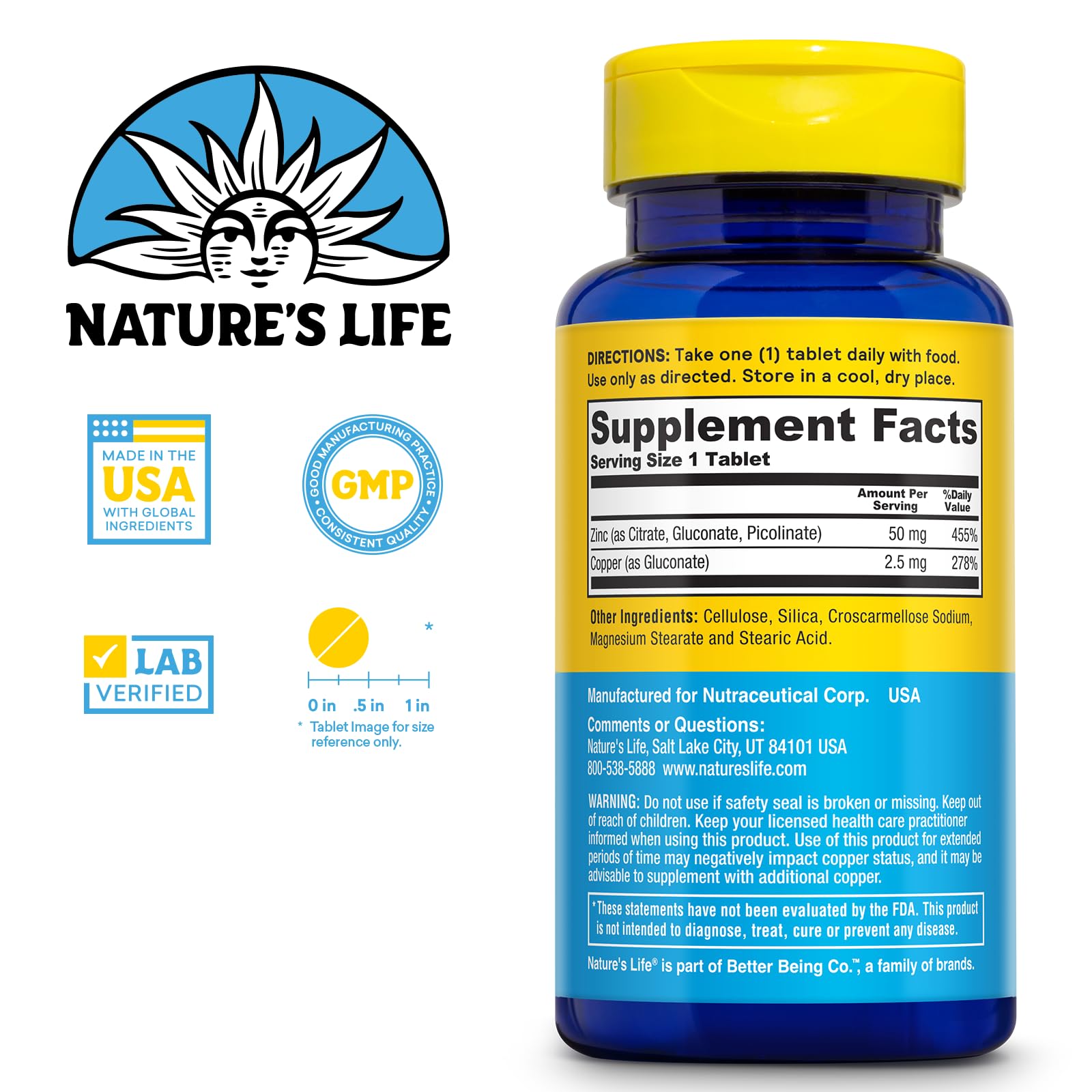 Nature's Life zinc protector cápsulas en primer plano, contribuyen al funcionamiento muscular.