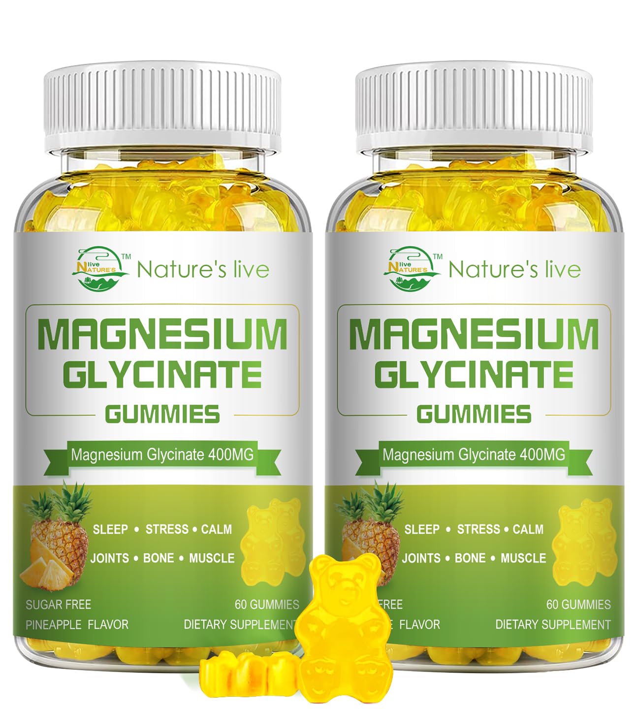 Nature's Live gomitas magnesio glicinato sabor frambuesa, relajación diaria