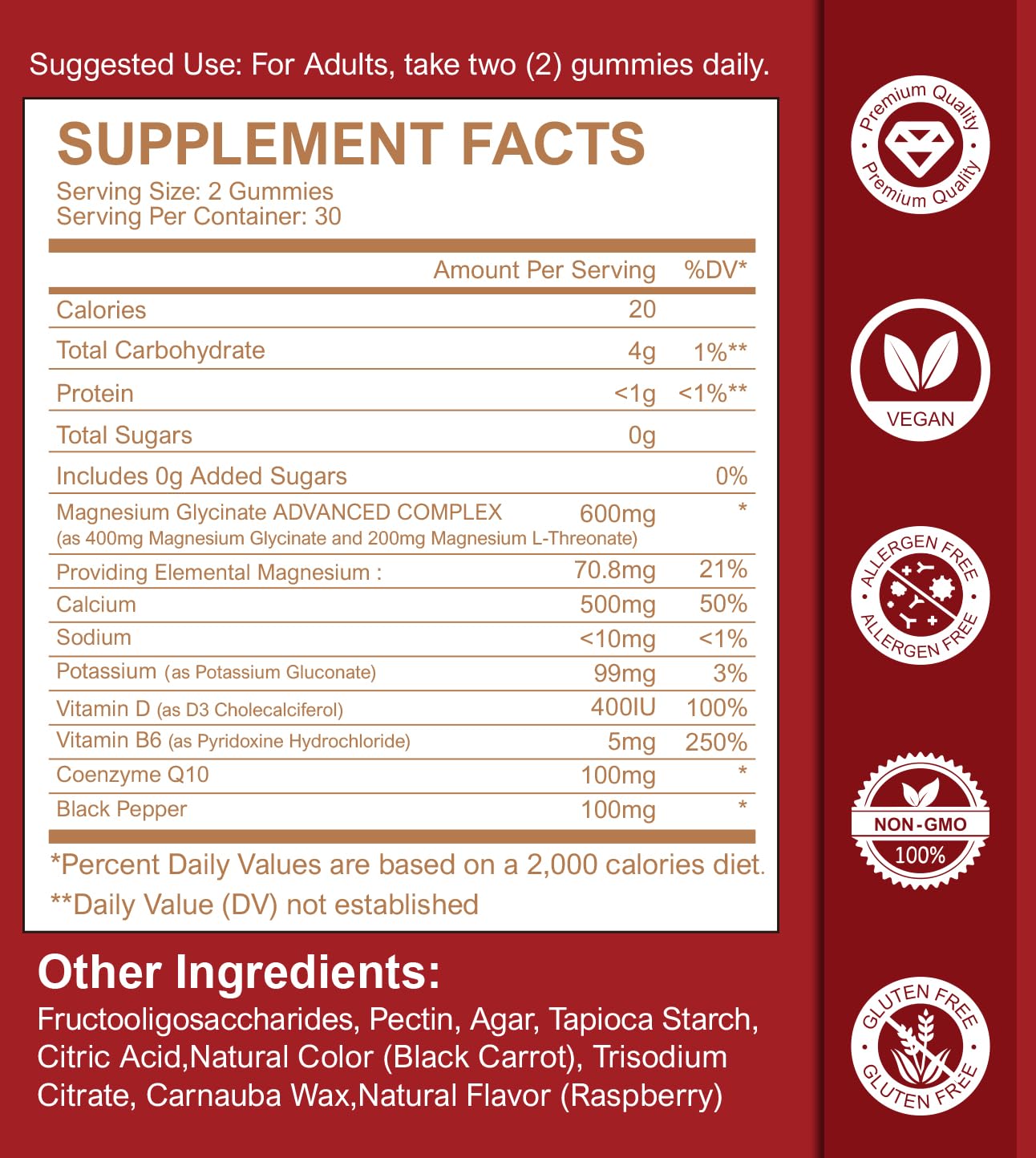 Nature's live gomitas magnesio glicinato: ingredientes clave para la salud.