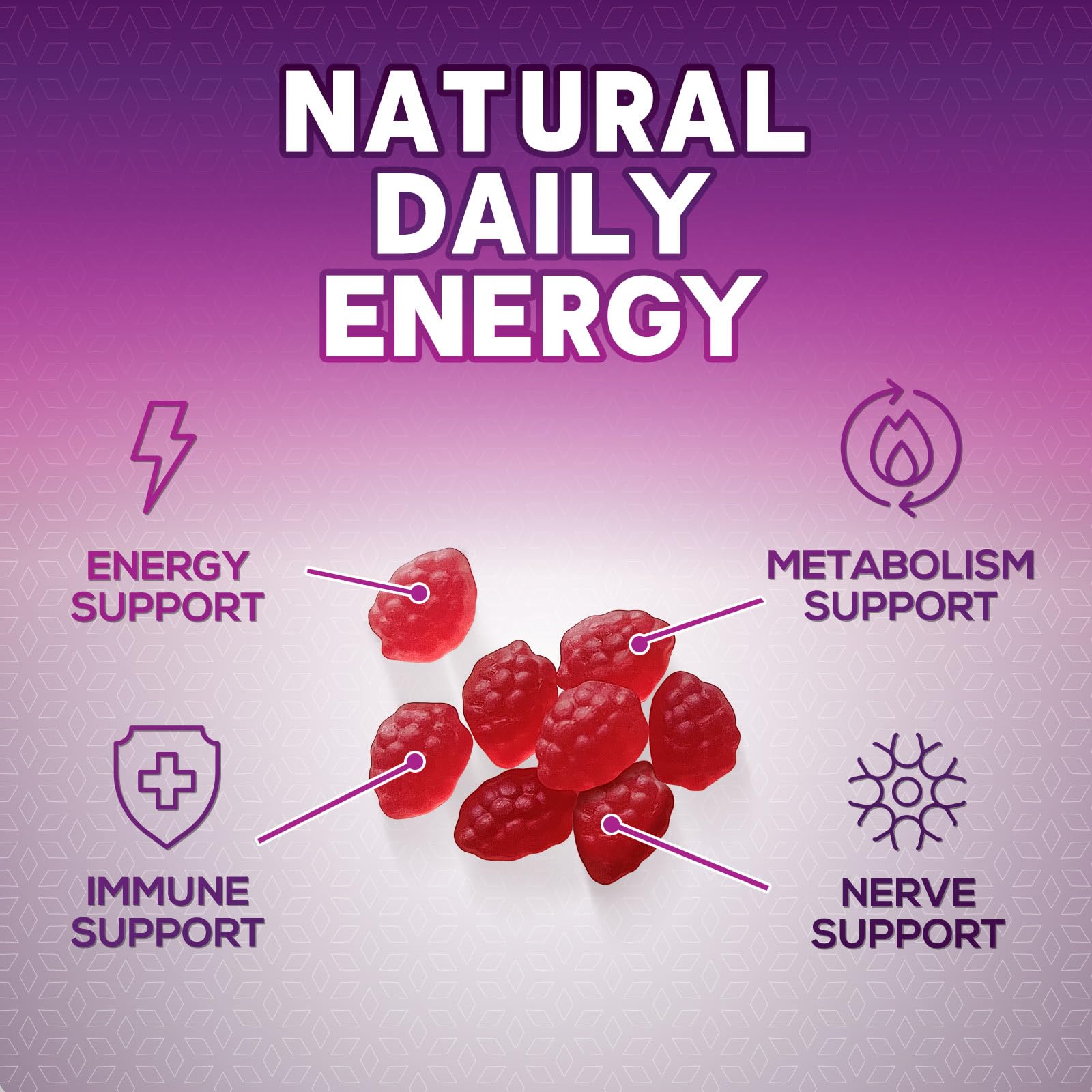 Gomitas energía sin cafeína Nature's Nutrition para entrenamientos sostenidos