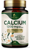 Nature's Nutrition Calcio 1200 mg con D3, botella visible para apoyo óseo