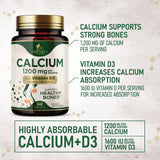 Nature's Nutrition Calcio 1200 mg con D3, etiqueta frontal