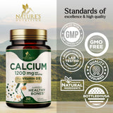 Nature's Nutrition Calcio 1200 mg con D3, etiqueta lateral clara