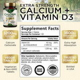 Nature's Nutrition Calcio 1200 mg con D3, pastillas en primer plano