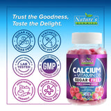 Paquete Nature's Nutrition calcio sabor frambuesa con 60 gomitas listo para usar