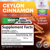 Nature's Nutrition Canela Ceylán orgánica, etiqueta visible, aroma cálido para ritual de bienestar.