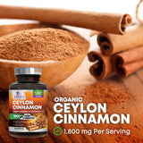 Nature's Nutrition Canela Ceylán orgánica cápsulas, uso diario cómodo para energía natural sostenida.