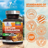 Nature's Nutrition canela orgánica, fórmula sin gluten y certificada.