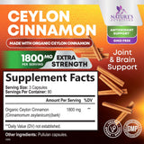 Nature's Nutrition canela Ceylán orgánica, cápsulas para energía suave.