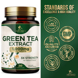 Cápsulas de té verde Nature's Nutrition para uso diario.