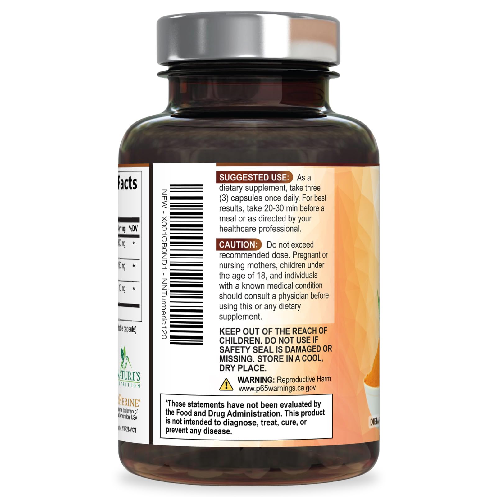 Nature's Nutrition Cápsulas vegan-curcumina de calidad