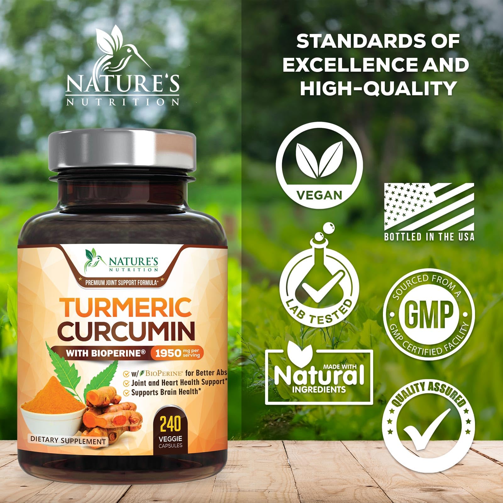 Nature's Nutrition cápsulas veganas listas para consumo diario.