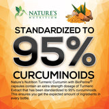 Nature's Nutrition Curcuma etiqueta de botella: información clara y confianza en tu compra.