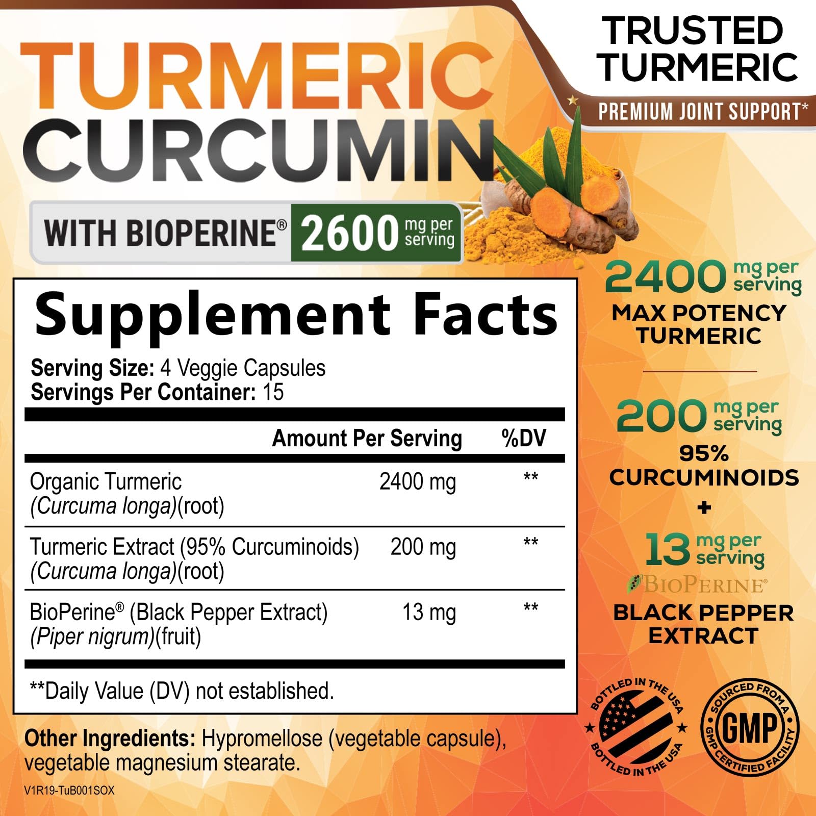 Nature's Nutrition Curcuma cápsulas detalle: ingredientes de alta calidad para una rutina consciente.