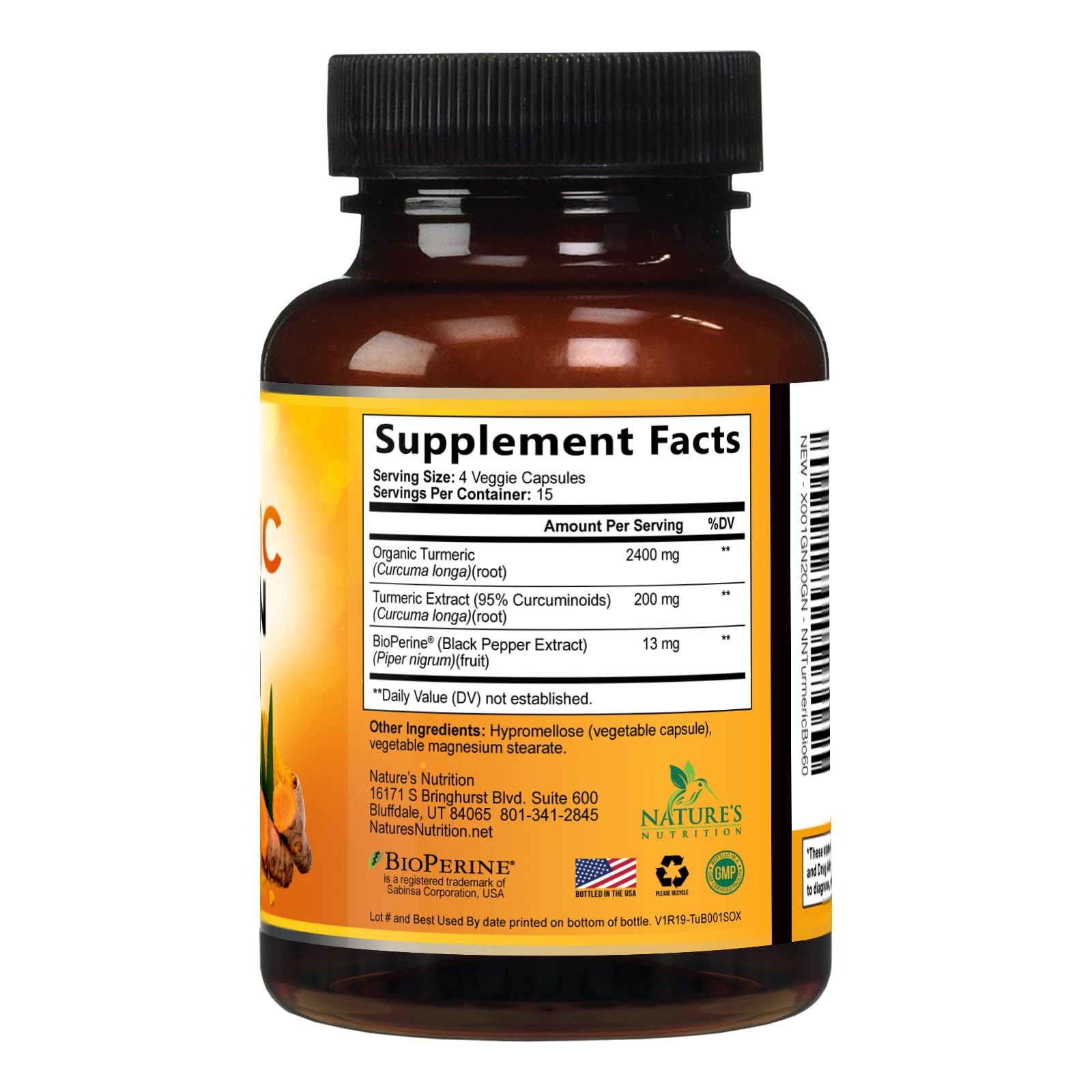 Nature's Nutrition Curcuma lote calidad: producto certificado y seguro.