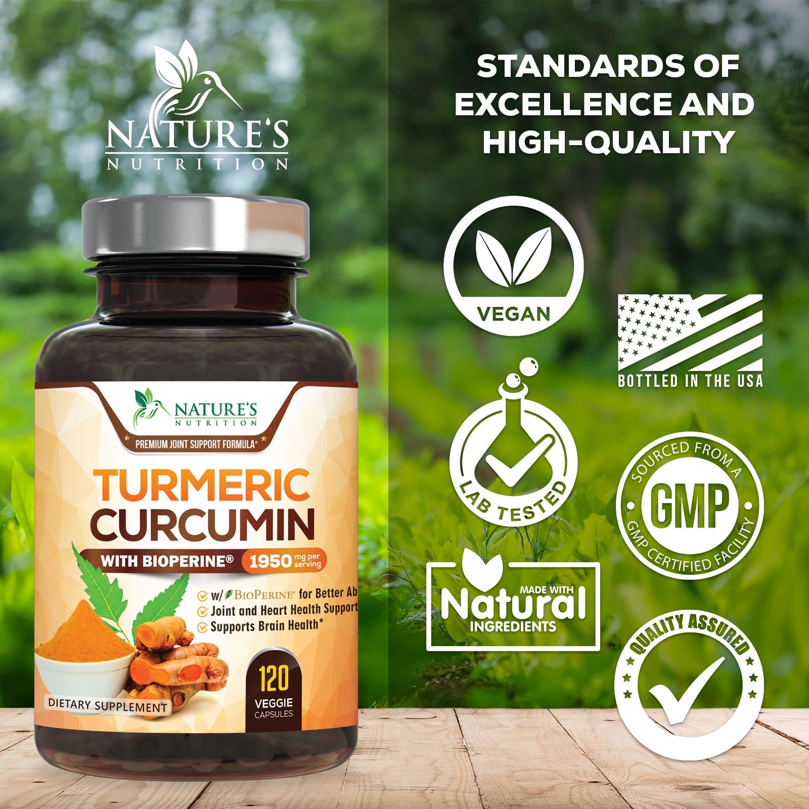 Nature's Nutrition Curcuma orgánica: cápsulas veganas y limpias