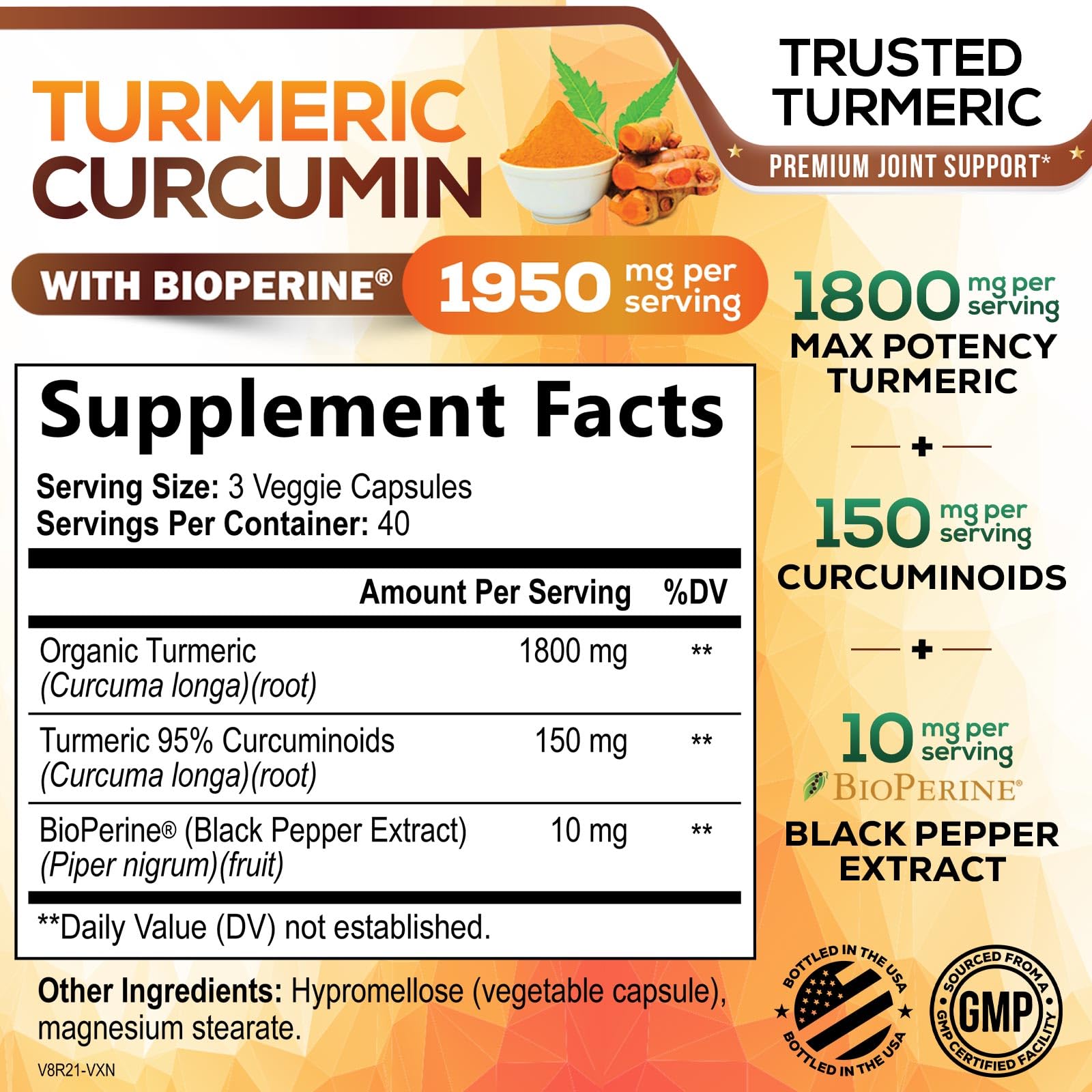 Nature's Nutrition Curcuminoides: cápsulas 95% para absorción potencial