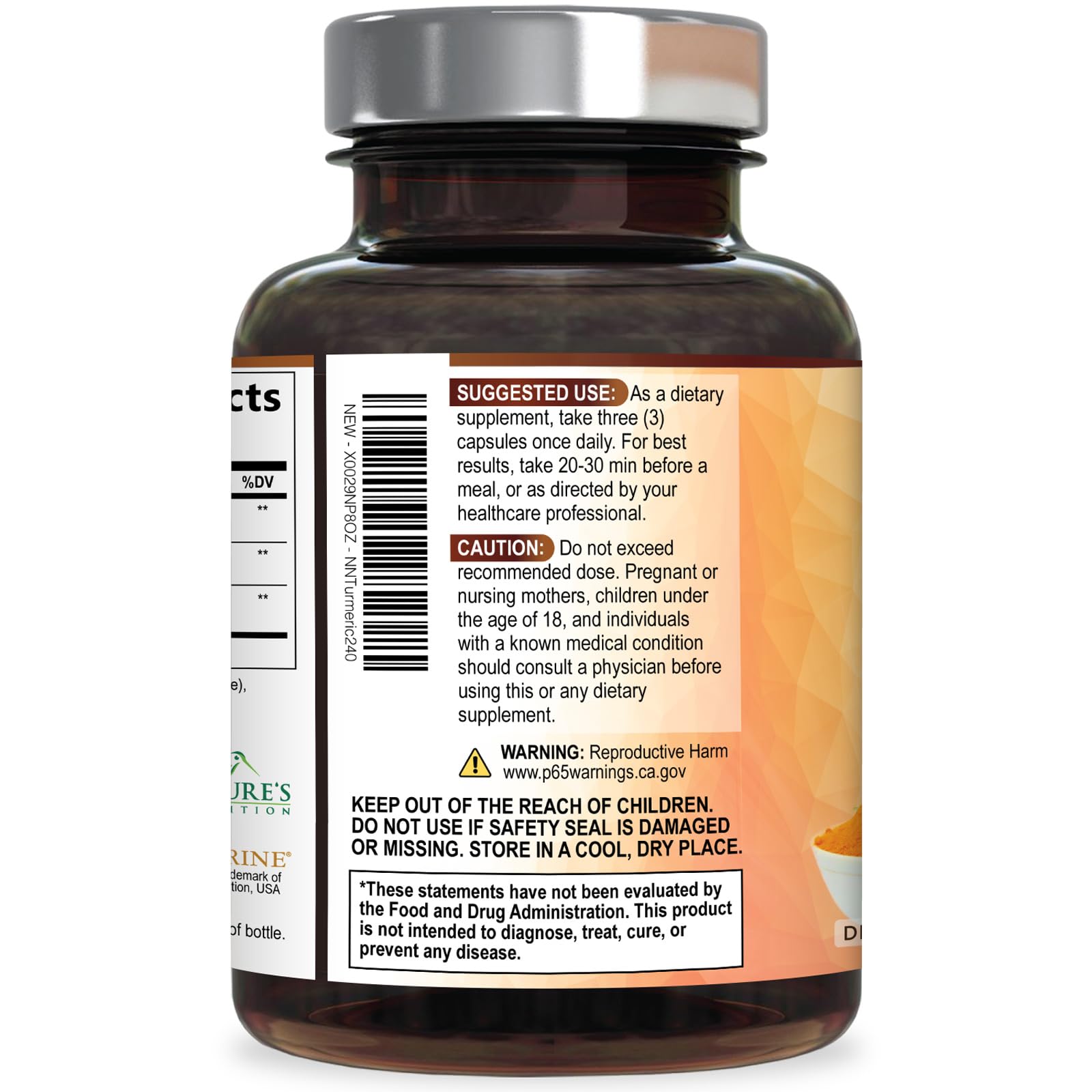 Nature's Nutrition empaque transparente para resaltar fabricación en EE. UU.